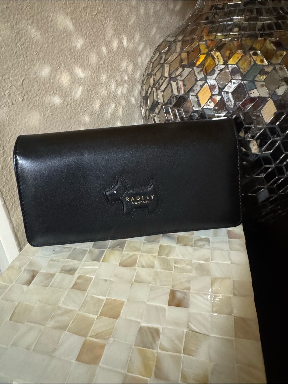 RADLEY LONDON Black Leather Wallet Clutch with Scottie Logo